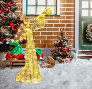 Décoration de jardin de Noël en forme d'<span class=keywords><strong>ange</strong></span> imperméable de 4 pieds, 130 lumières LED blanc chaud, extérieur, indice de protection IP44 - Product Image 6
