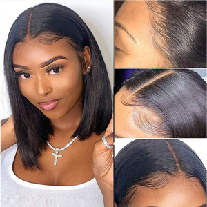 Hot Bán Màu Sắc Tự Nhiên Ngắn Thẳng Xoăn <span class=keywords><strong>Bob</strong></span> Tóc Giả Lớp Biểu Bì Phù Hợp Nguyên Liệu Tóc Trinh Nữ Ngắn 8-12 Inch <span class=keywords><strong>Bob</strong></span> Tóc Giả Tóc Con Người - Product Image 3