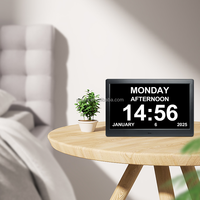 Pro 10.1 "Alarm Digital Analog jam tanggal kalender orang tua bingkai foto jam ekstra besar Alarm kustom pengingat obat