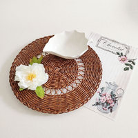 Sets de table et sous-plats ronds en rotin synthétique tressé, écologiques, style zen asiatique, pour mariage