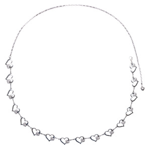 โซ่คาดเอวรูปหัวใจสีเงิน ดีไซน์โปร่ง โซ่โลหะสำหรับผู้หญิง ตกแต่งชุดเดรสงานปาร์ตี้ สีเงินทิเบต แบบพันรอบตัว - Product Image 5