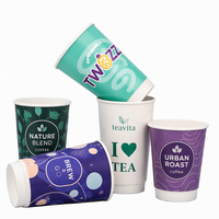 Gobelet à café en carton laminé personnalisé imprimé, jetable, avec couvercle, à paroi simple, pour boissons à emporter