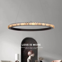 Lámpara Colgante LED Translúcida de Latón Macizo, Minimalista, Circular, Multicapa, Altura Ajustable, para Sala de Estar