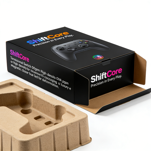Corrugated Gamepad Packaging Sturdy Cardboard Box with Insert Stores Wired Gaming Controller for Transit