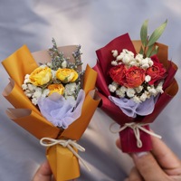 Bouquet de fleurs préservées fait main de luxe - Couleur personnalisable, écologique, coffret cadeau pour la Saint-Valentin/Noël pour la maison/les événements