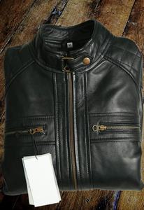 2025 Custom Logo Genuine <b>Leather</b> <b>Jacket</b> for Men <b>Long</b> Sleeve Slim Fit Patchwork Design Winter Fashion OEM Customizable - Product Image 4