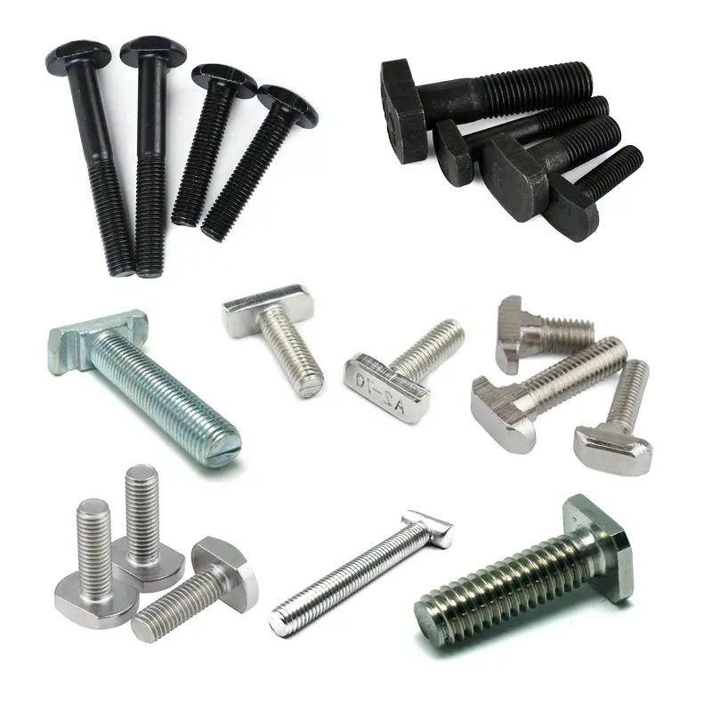 SS T Slot Hammer Head Bolts Custom Galvanized Zinc T Bolts Screws Flat Square Head t Bolt M6 M8 M10