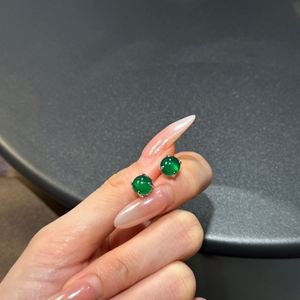 Boucles d'oreilles clous en argent S925 Dylam Elegance Design, forme cercle, jade vert, pour accessoires de tenue quotidienne - Product Image 5