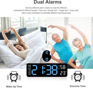 Reloj de Pared Digital LED Moderno para Decoración del Hogar, Multifuncional, con Brillo Ajustable, Temporizador y Visualización del Clima - Product Image 5
