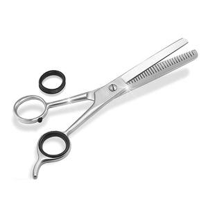 Ciseaux de coiffure pour salon de coiffure avec lame incurvée en acier inoxydable et poignée en caoutchouc à pointe émoussée Ciseaux à cheveux de beauté - Product Image 5