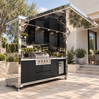 Station de cuisine extérieure compacte en acier inoxydable, armoire portable avec plan de travail pour jardin, patio et camping