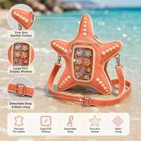 Sac à bandoulière Ita personnalisé en cuir PU corail en forme d'étoile de mer avec grande fenêtre en PVC, fabrication d'échantillons OEM ODM
