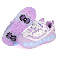 Nouvelles Chaussures à Roulettes Rétractables Lumineuses Style Cool pour Enfants, avec Roues LED Clignotantes en PU, Couleurs Assorties, pour l'Extérieur