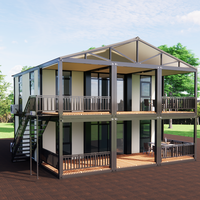 CE 40 pieds, Fabrication en usine, Double toit triangulaire à deux niveaux, Terrasse extérieure, Module moderne préfabriqué, Style hôtelier, Appartement, Maison, Villa