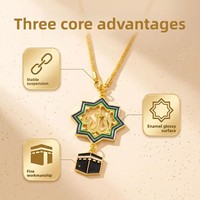 Pendentif de voiture arabe octogonal creux en alliage émaillé tricolore, style religieux moyen-oriental transfrontalier, avec pompon, personnalisable, Chine