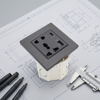 Prise murale universelle BENDI à cinq trous, 1 port USB-A, 1 port USB-C, 16A 250V, matériau en aluminium, utilisation hospitalière, charge rapide intelligente Zigbee