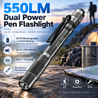 Lampe torche stylo rechargeable 550LM, double alimentation Type-C, LED, portative, faisceau 120M, éclairage d'inspection EDC pour réparation extérieure