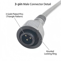 كابل تمديد مخصص من شانوي بقلب نحاسي وغلاف PVC مقاوم للماء، موصل ذكر وأنثى M12/M14، للاستخدام الداخلي/الخارجي، لشرائط الإضاءة LED والسيارات