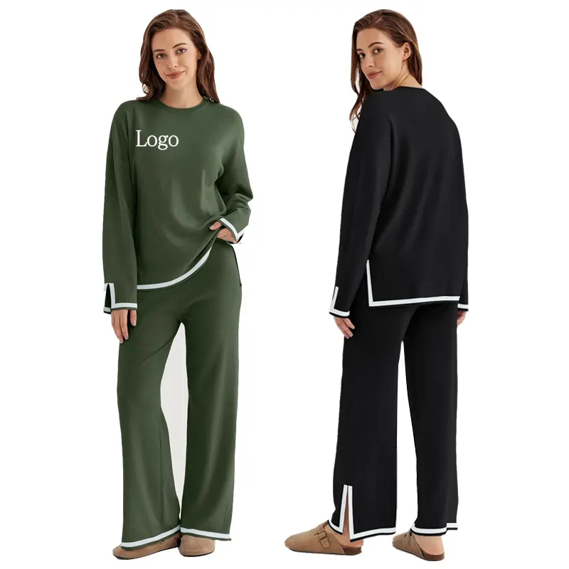 Fabricant de vêtements modestes pour femmes musulmanes haut et pantalon large pull en cachemire confortable pour femmes ensemble de vêtements de salon en tricot pour femmes