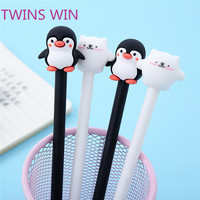 Haute qualité quantité minimale de commande bas coréen nouveau style fournitures de bureau et papeterie scolaire dessin animé pingouin forme plastique gel stylo à encre 2011