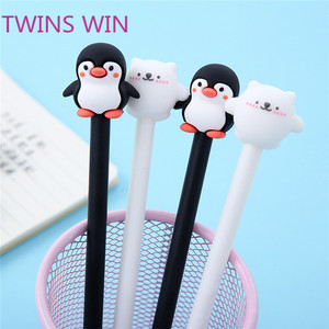 Haute qualité quantité minimale de commande bas coréen nouveau style fournitures de bureau et papeterie scolaire dessin animé pingouin forme plastique gel stylo à encre 2011 - Product Image 5