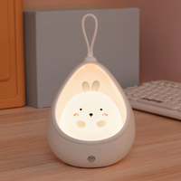 Lampu Malam Bayi Sensor PIR Induksi Tubuh Manusia Kelinci Lucu Lampu Malam LED Silikon Isi Ulang Lampu Koridor Dinding USB