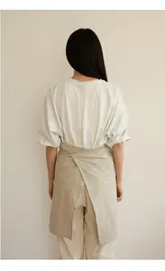 Benutzer definierte Leinen japanischen Stil Schürze koreanische moderne Baumwolle Leinen halbe Schürze