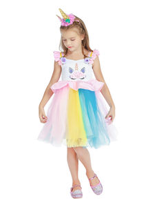 2025 Halloween bambini fiore ragazze <span class=keywords><strong>unicorno</strong></span> Costume spettacolo principessa <span class=keywords><strong>vestito</strong></span> da bambina <span class=keywords><strong>vestito</strong></span> da 8 anni con <span class=keywords><strong>unicorno</strong></span> cerchietto - Product Image 3