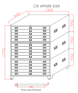 Armoire de classement en acier à 5 tiroirs pour cartes A0 ou A1, personnalisable - Product Image 3