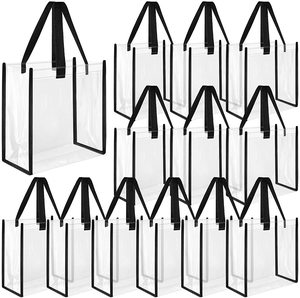Blank Customized PVC Bags Stadium Approved Clear Tote Bags Clear See Through Plastic Tote Bags with Handles for Work Sports
