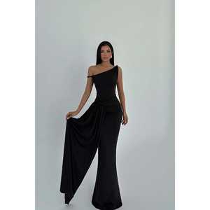 Vestido Largo Negro para Mujer, Estilo Vintage de Lujo, Silueta en A, con Lentejuelas y Cuentas, Talla XL, Largo hasta la Rodilla - Product Image 2