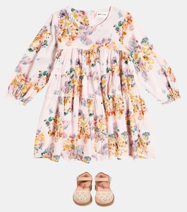 Robes roses pour enfants filles bon marché personnalisées avec fleur imprimée vente en gros usine de vêtements pour enfants en coton biologique - Product Image 3
