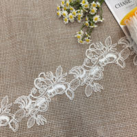 Nouvelle dentelle guipure en laine douce et moelleuse, à franges, soluble à l'eau, pour vêtements, accessoires, chemises pour hommes et femmes