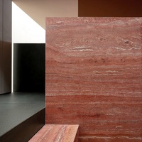 Dougbuild Prix d'usine Dalles de marbre travertin rouge aiguisé Design moderne Décoration intérieure de luxe Pierre aiguisée