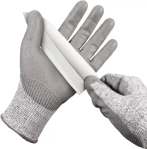 Gants tricotés sans couture enduit de polyuréthane (PU) niveau 5 Protection gant résistant aux coupures pour travailleurs jardiniers conducteurs paquet en vrac