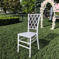 Offres Spéciales moins cher Durable Net Back White Chiavari Chaise en plastique pour fête de mariage en plein air