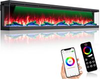 Kalsubo Cheminée électrique encastrable intelligente WiFi à 3 faces de 100 pouces, 251 flammes RGB, double chauffage 750W 1500W, télécommande via application, ETL