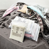 Pochette auto-adhésive transparente biodégradable en EVA pour vêtements, sac d'emballage avec fermeture éclair, aspect givré, en plastique PVA pour chaussettes