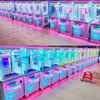 Mini machine d'arcade à pinces pour cadeaux, rose et violet, avec lumières néon, pour centre de divertissement