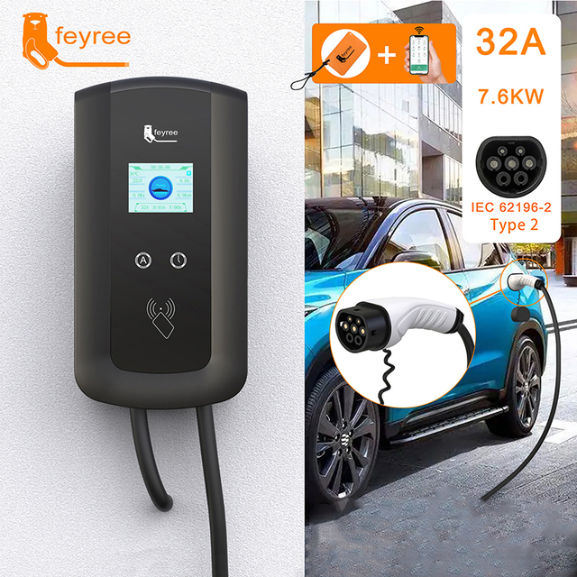 Feyree Wholesale 7KW/11KW/22KW Adapt Electric Car Cables Charger 3.5M  EV Portable Charger for Level 2 EV Charger