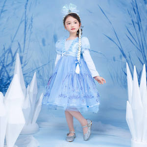 Conjunto de Disfraz de Princesa Azul de Tul de Manga Larga para Niños, Precio al por Mayor, para Festivales, Minoristas, Fiestas y Suministros para Días Festivos - Product Image 4