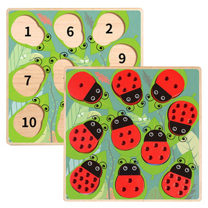 Tablero de conteo matemático Montessori de madera, juego de rompecabezas de <span class=keywords><strong>mariquitas</strong></span>, juguetes educativos tempranos para emparejar números, regalo para niños pequeños - Product Image 3