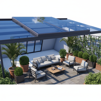 Fenêtre de toit pliante automatique verticale moderne en alliage d'aluminium avec persiennes pour escalier, maison, sous-sol, patio, terrasse
