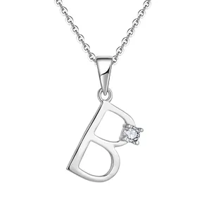 Großhandel Sterling Silber Kette Diamant Zirkon 26 Alphabet Initial Anhänger Brief Halskette