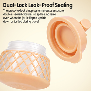 Leak Proof Silicone Moisturizer Cream Jar, Portable Detachable Grid Sleeve Design, Built-in Spatula & Dust-Proof, Dust-Proof BPA - Product Image 4