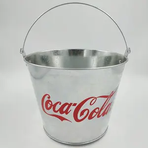 Metal Galvanized Beer Bucket Customized Embossed Logo 5L Beverage Tub Party Bar