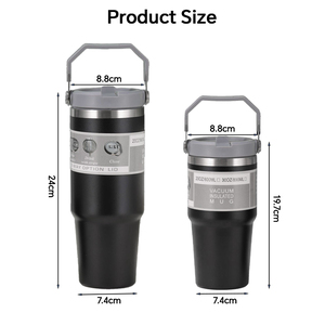 Custom Logo 40 oz H2.0 Stainless Steel Tumbler <b>with</b> Handle and Lid Vacuum Thermos Portable Outdoor Mug <b>Straw</b> Hot/<b>Cold</b> - Product Image 2