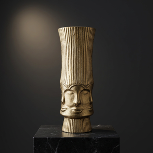 Jarrón de Mesa Art Deco de Bronce Curado, Diseño de Rostro Hecho a Mano, 34 cm de Altura - Product Image 5