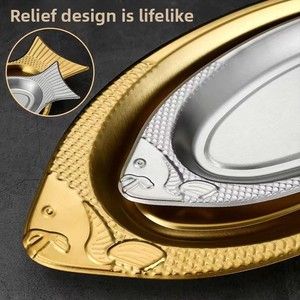 Assiette unique en acier inoxydable en forme de <span class=keywords><strong>poisson</strong></span>, durable, passe au lave-vaisselle, pour hôtels, cuisines, barbecues, mariages, festivals, plats de <span class=keywords><strong>poisson</strong></span> - Product Image 3