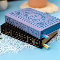 Cuaderno de tapa dura estilo gótico vintage con tarot, bordes brillantes con lámina dorada personalizada, diario de meditación personalizado